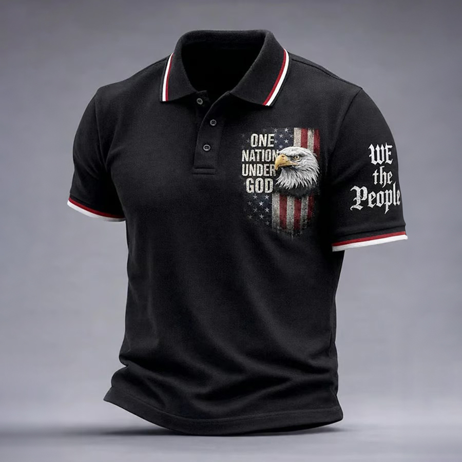 Men'S Casual Polo Shirt With American 250th Anniversary Print