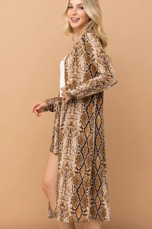 Animal Print Kimono and Shorts Set
