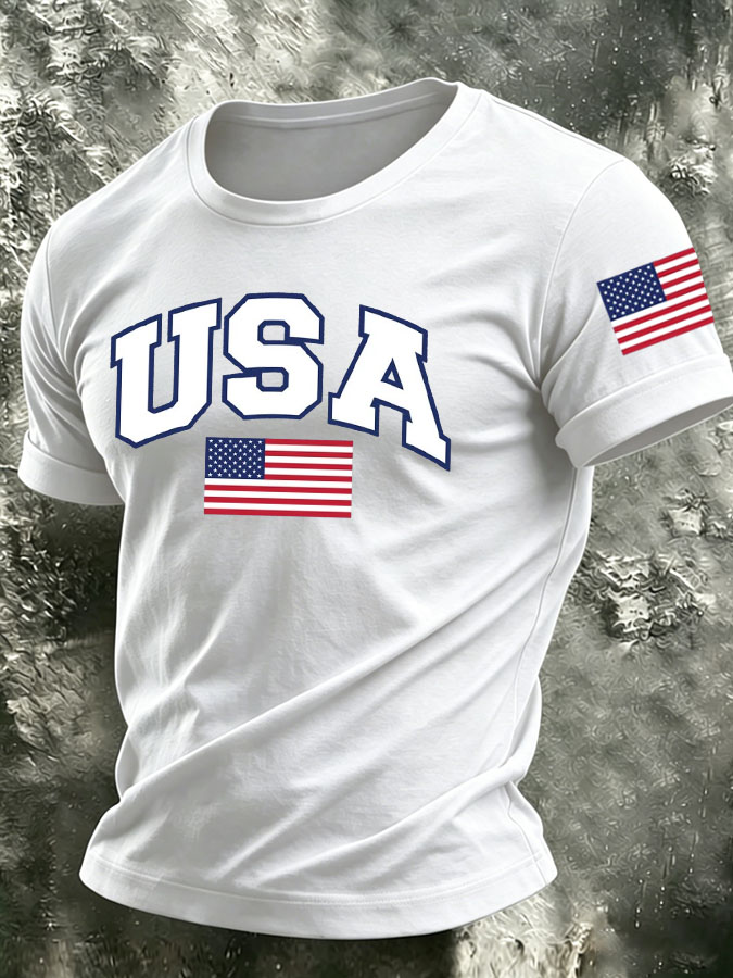Men's The United States of America Printed Casual T-shirt