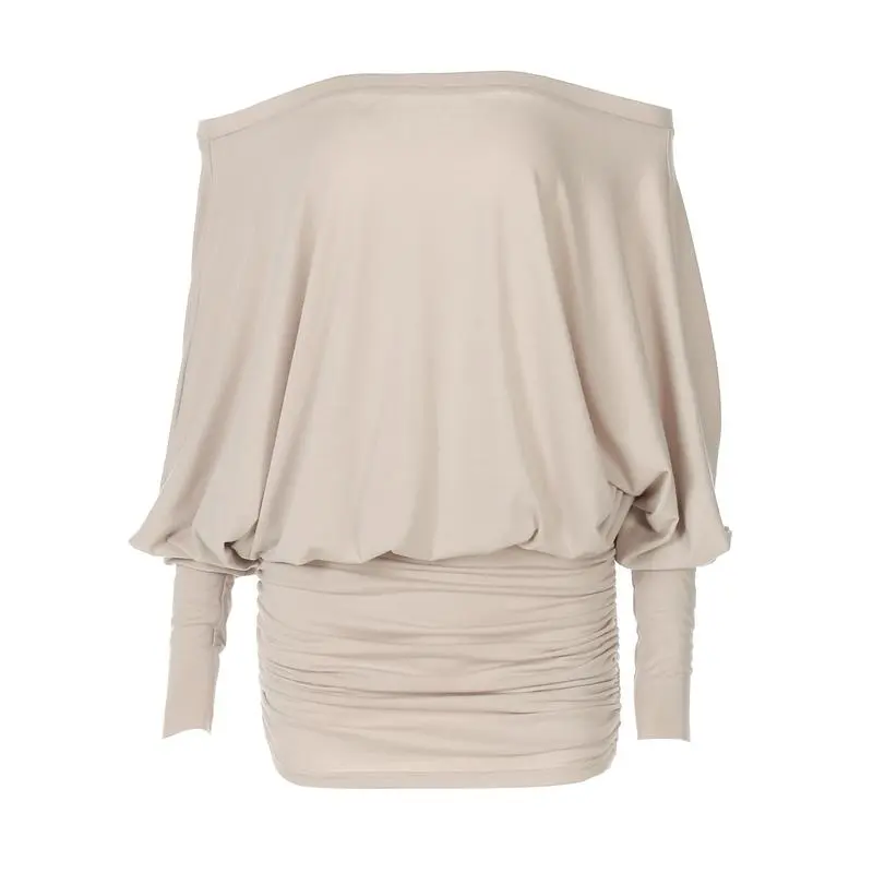 Women's Sheer Ruched Party Dress, Off-The-Shoulder Long Sleeve Women's Mini Dress for Spring & Fall