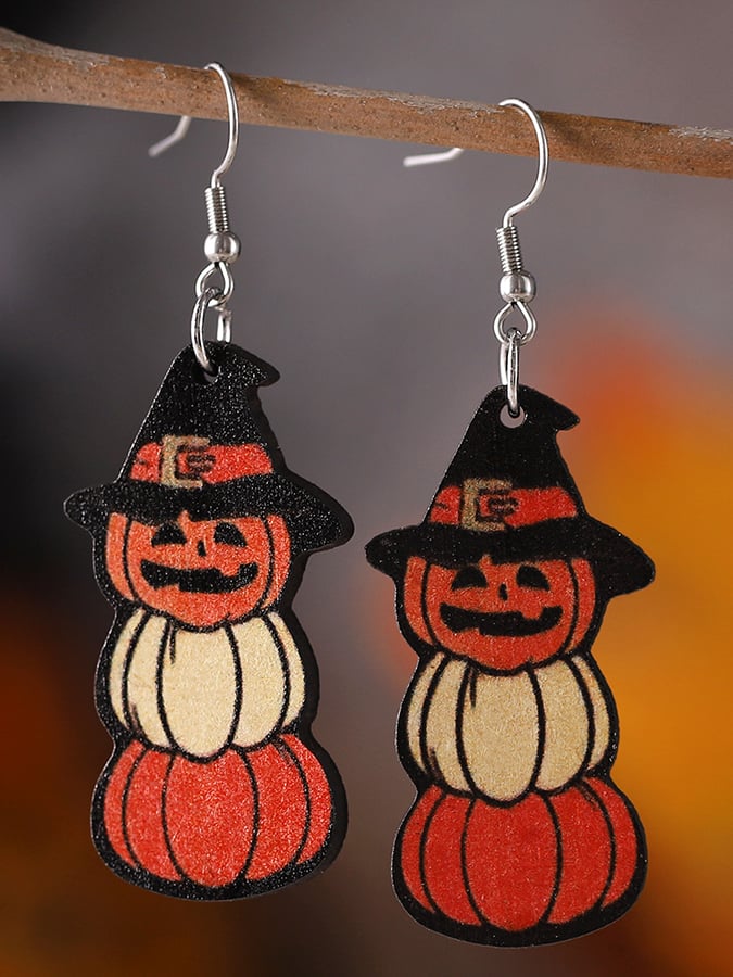 Halloween Bat Ghost Face Pumpkin Drop Earrings