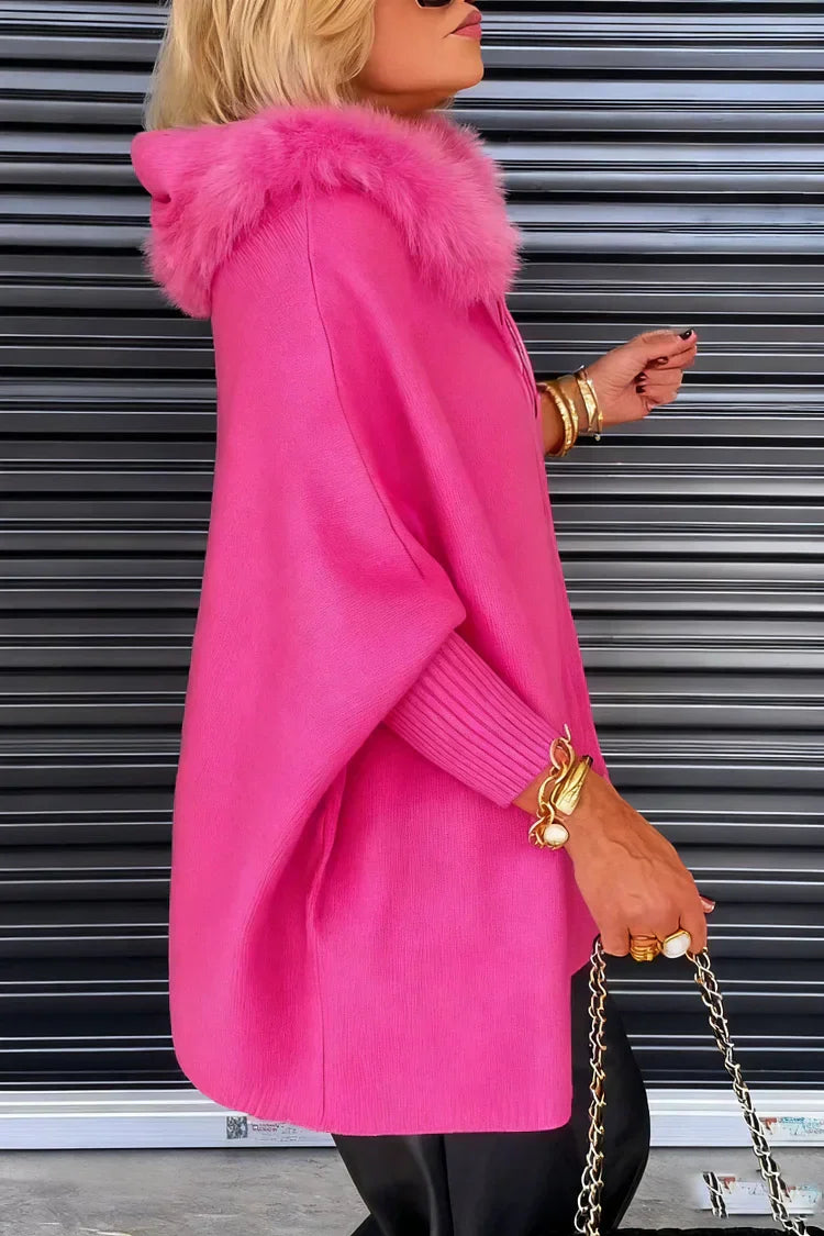 Women's jacket with fur collar in a solid color for a casual look