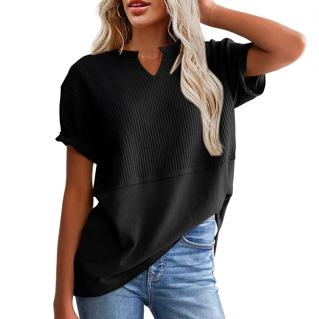 Women's Plus-Size V-Neck Short-Sleeve Knit Top