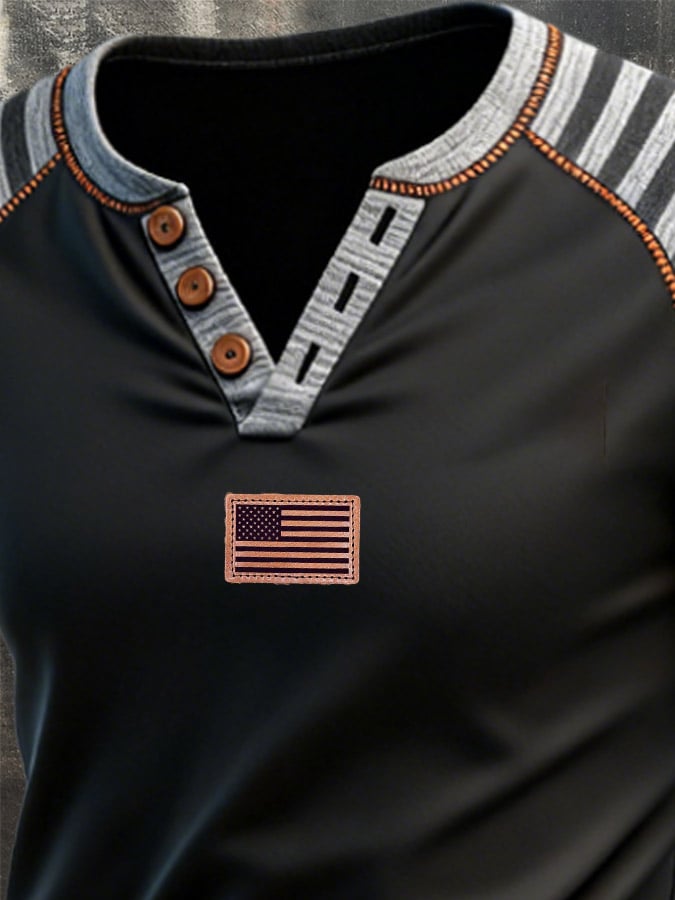 Men's Retro Patriot Patchwork T-shirt