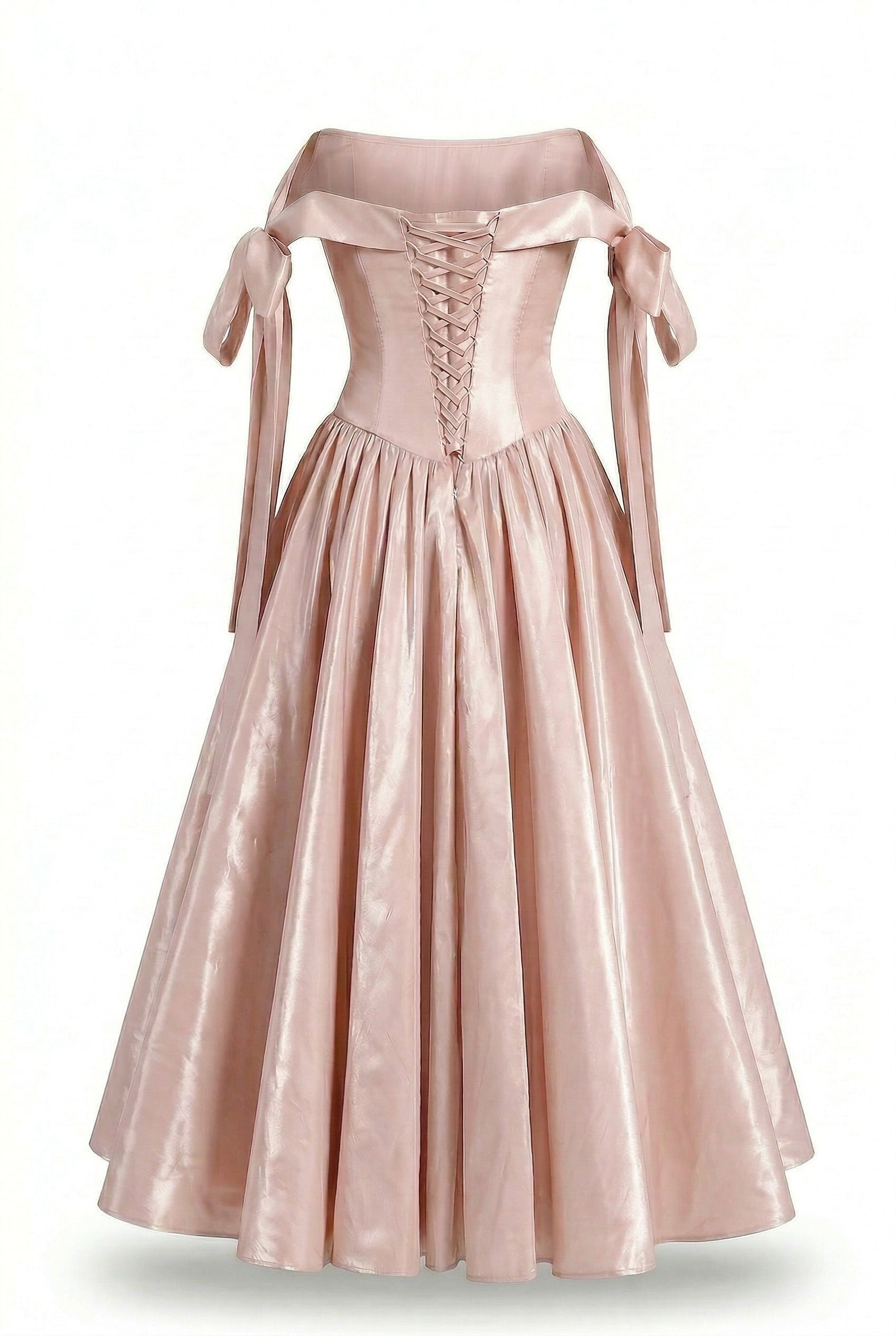Misty Rose Taffeta Corset Midi Dress