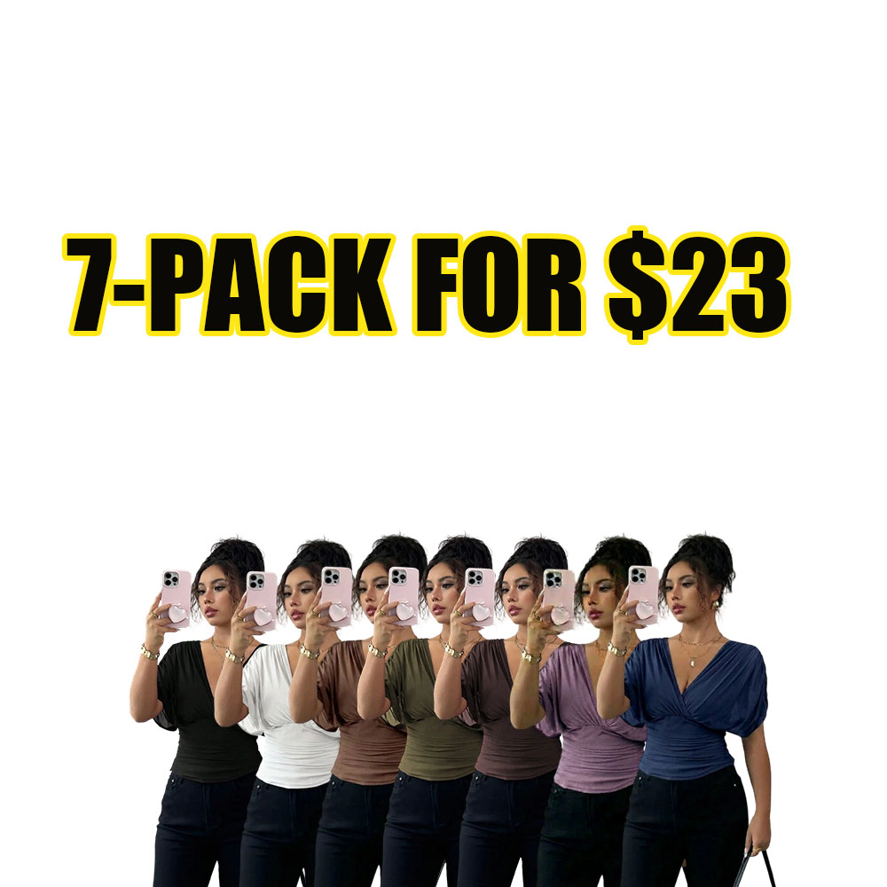 Ruched V-Neck Slim Fit Blouse