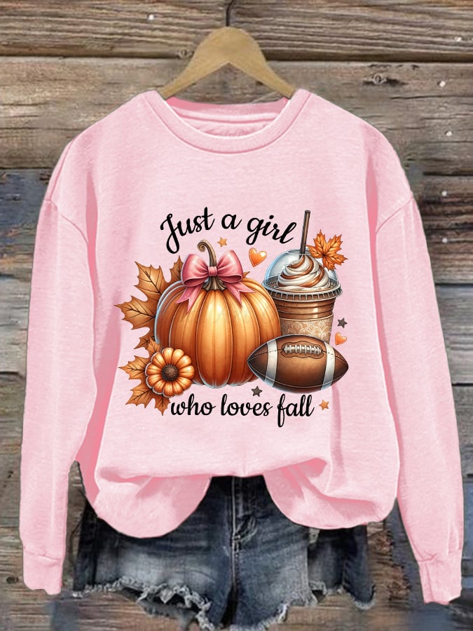 Women's Just A Girl Who Loves Fall Print Sweatshirt