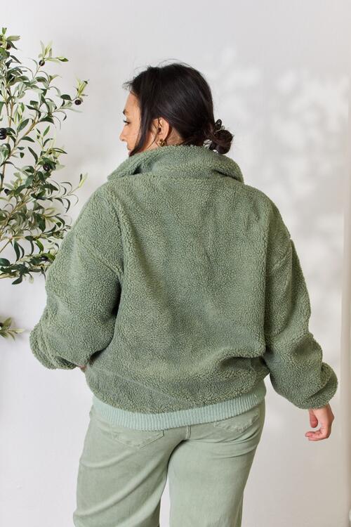 Full Size Zip Up Collared Neck Jacket