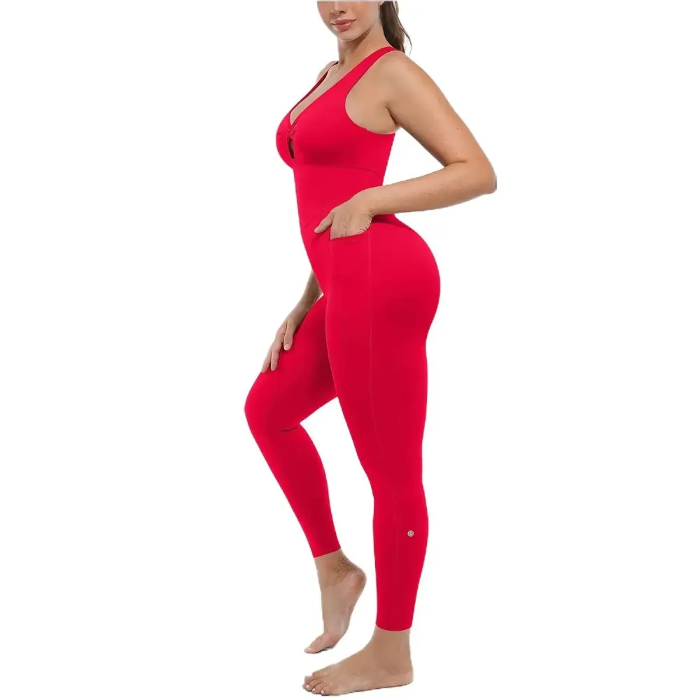 Deep V-neck shapewear bodysuit with breast support