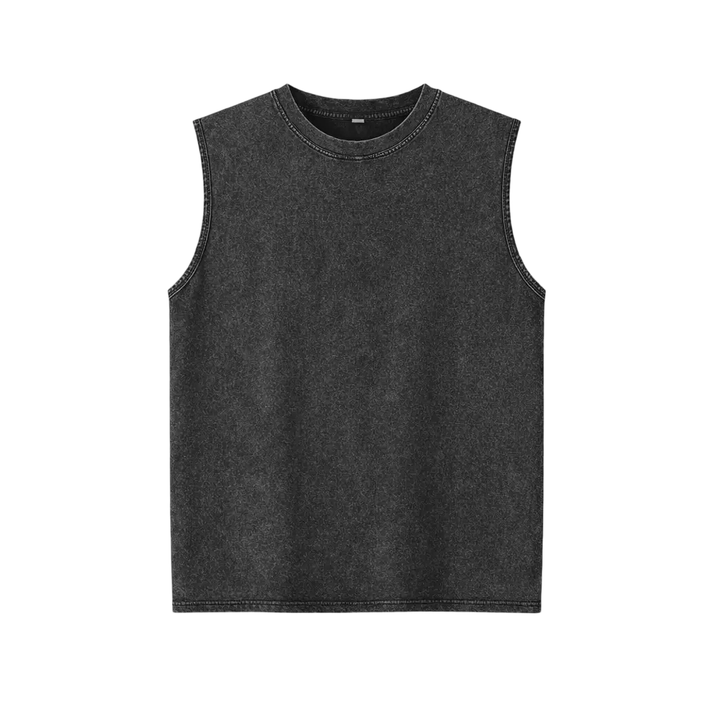 Men's Cotton Sleeveless Muscle Tank Tops Vintage Acid Wash Cutoff Loose Workout Tee Shirts