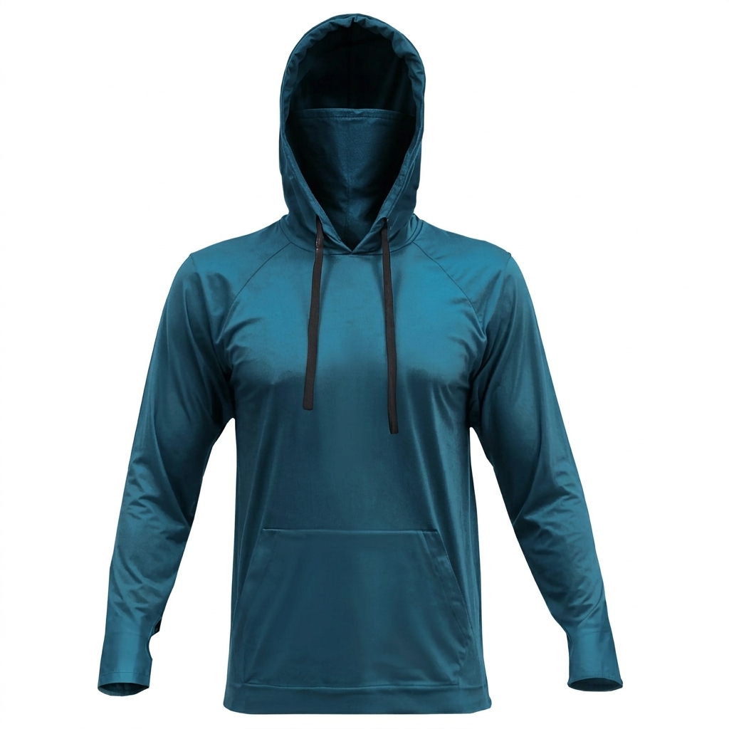 🔥Men's UPF 50 Hooded Long Sleeve Outdoor Shirt with Gaiter Lightweight Moisture Wicking Fishing & Construction Work Wear