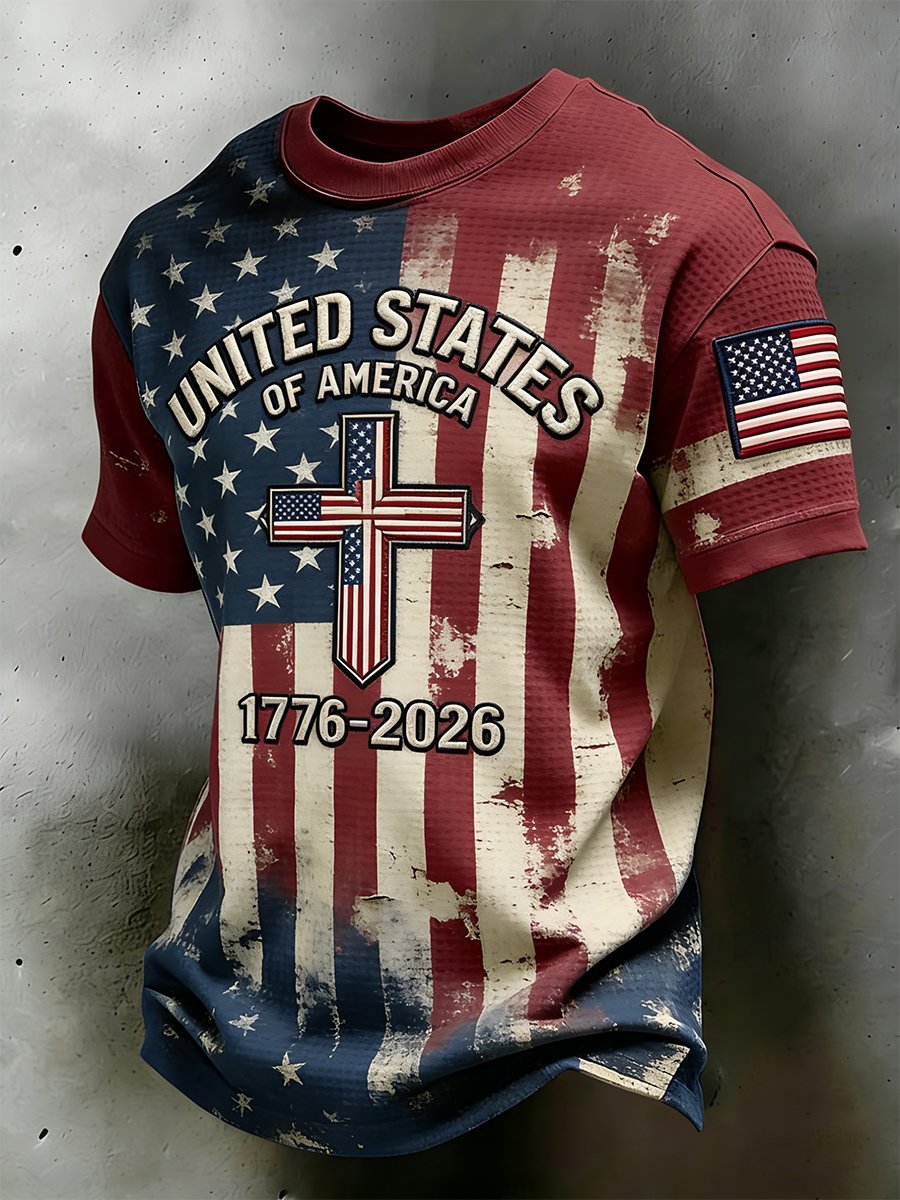 Men's American Anniversary Waffle-Knit Short-Sleeve T-Shirt