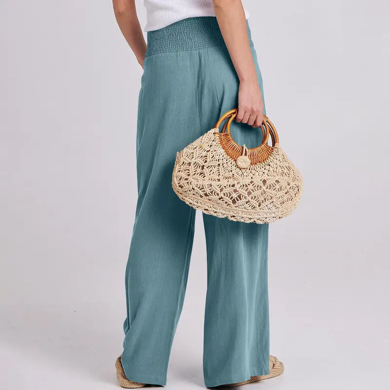 Women's wide-leg linen trousers