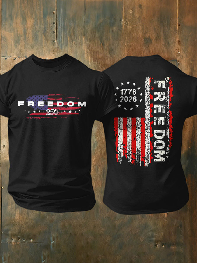 Men's American Flag Commemorative 250th Anniversary Classic Pattern Short Sleeve T-shirt