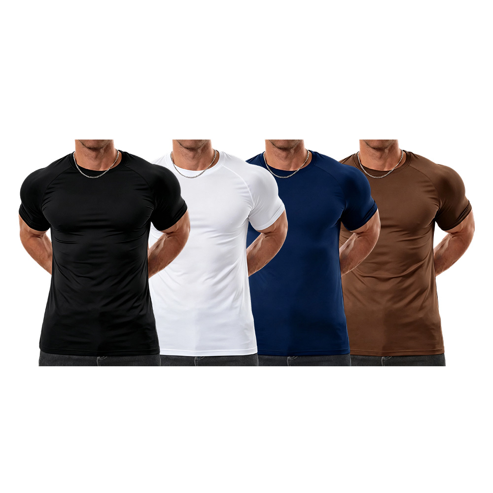 Men's Raglan Sleeve Tee, Athletic Tapered Fit, Arm-Enhancing Sleeves, Menswear Wrinkle-Resistant Stretch Fabric Gym Workout T-Shirt Fitness Running Tops