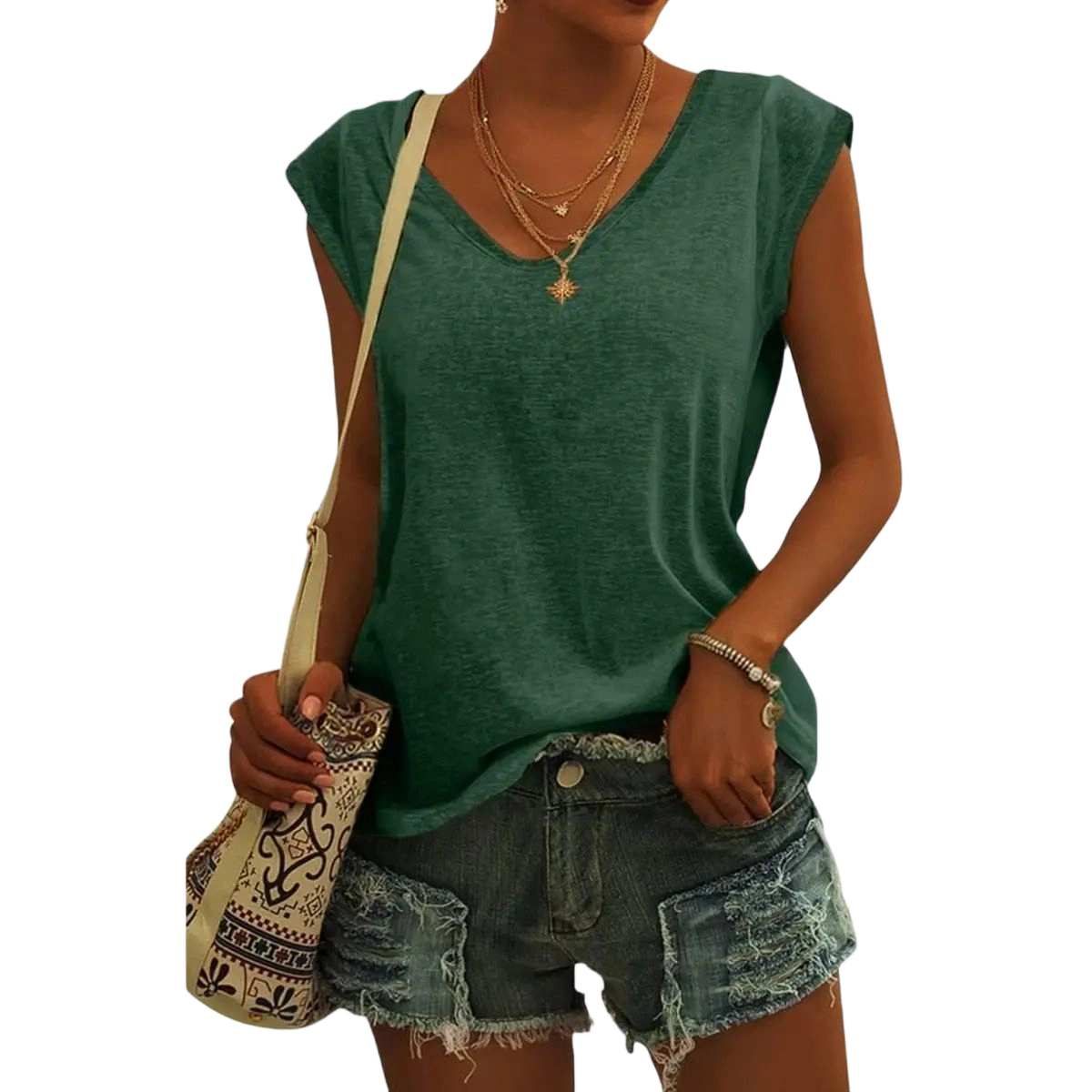 Womens Cap Sleeve Tops V Neck Loose Fit Tshirts Spring Summer Casual Basic Tees