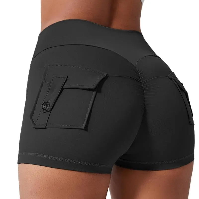 Women's High Waist Ruched Skinny Sports Shorts