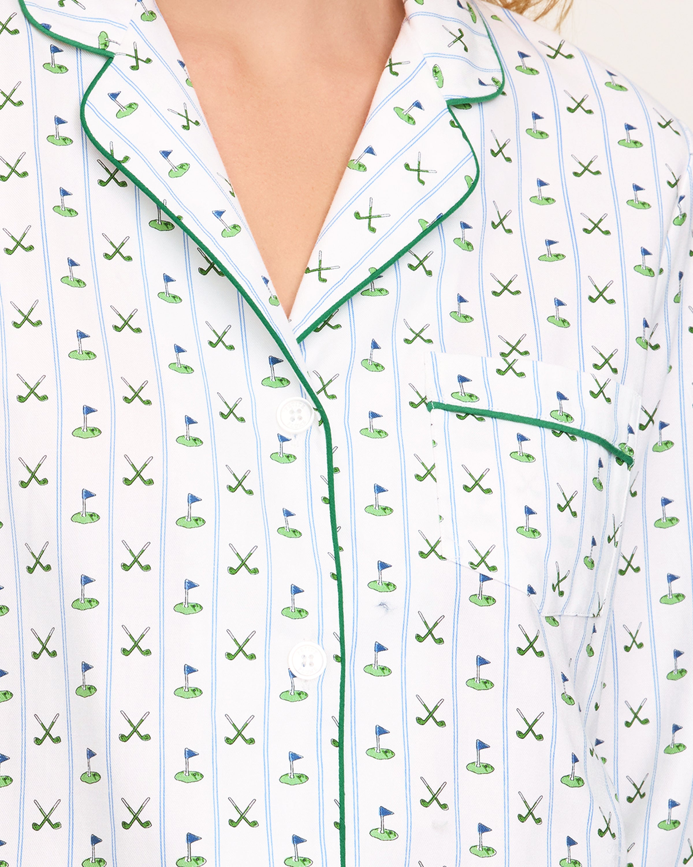 Women's Twill Pajama Set in Fairway Stripe