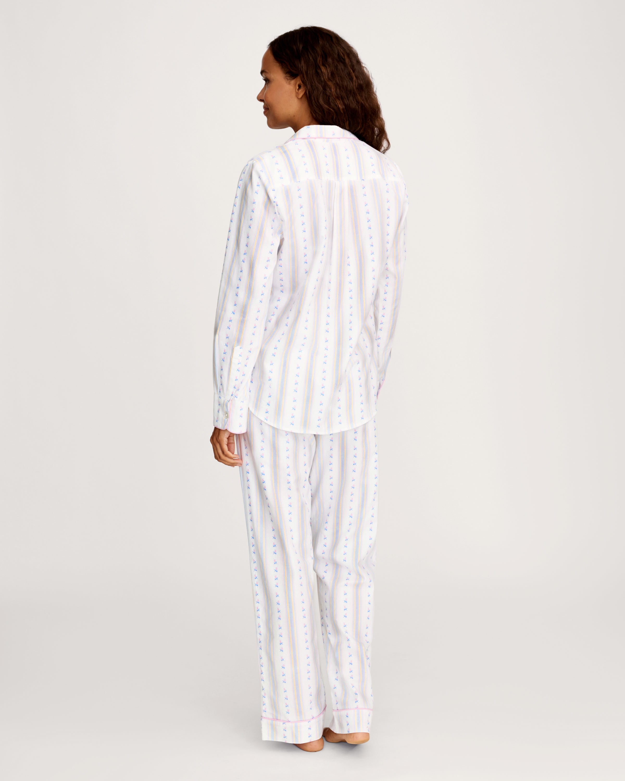 Women's Twill Pajama Set in Cottage Stripe
