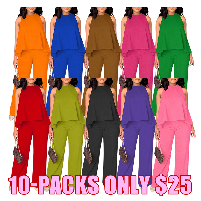 Summer Sleeveless Capri Top & Wide-Leg Pant Set