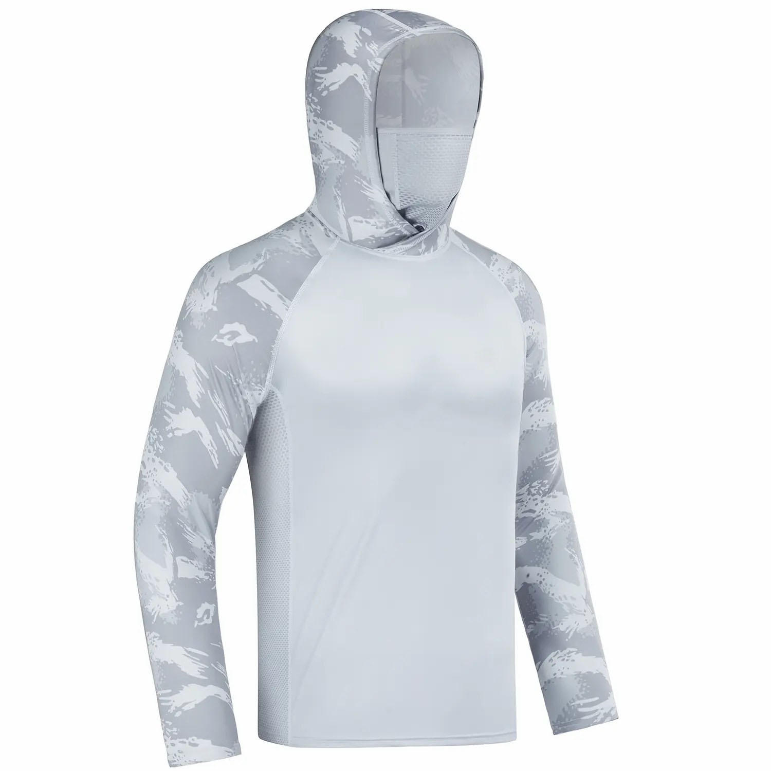 Men's UPF 50+ Sun Hoodie with Built-in Mask & Neck Gaiter – Lightweight Cooling Activewear