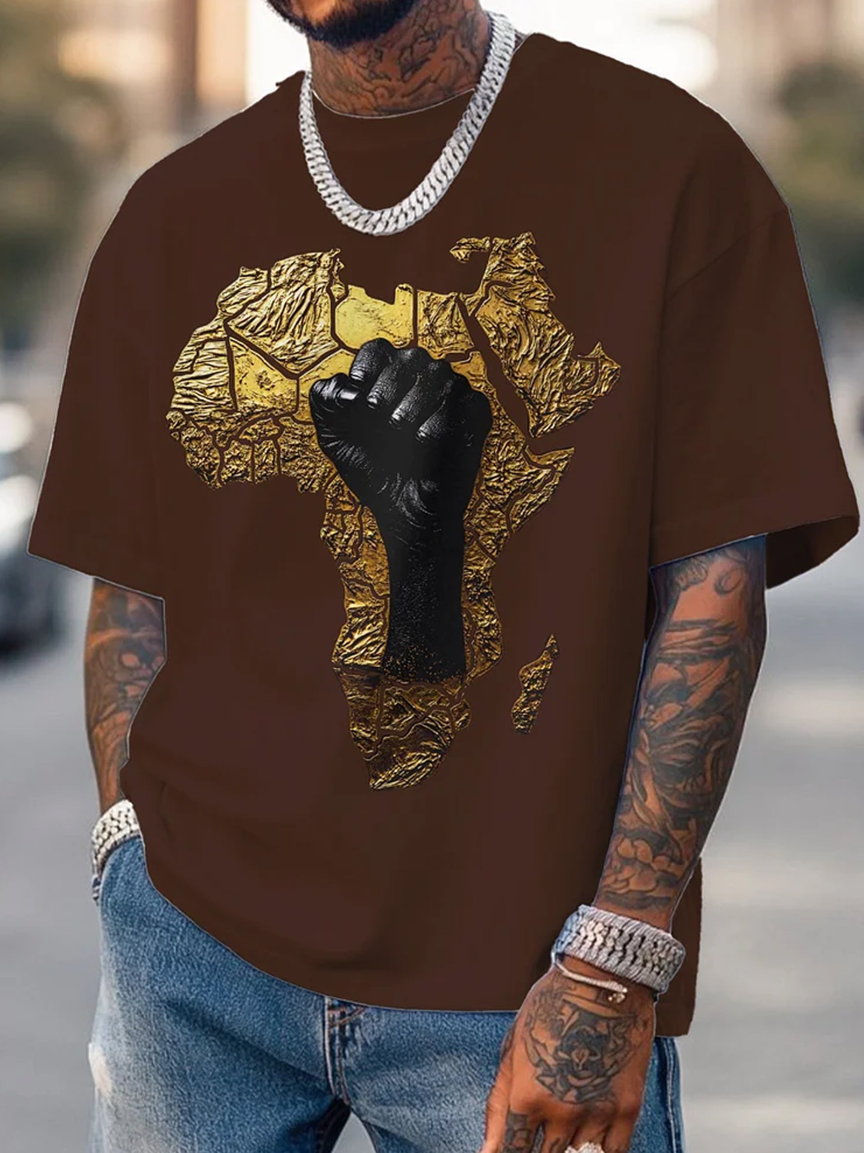 Men's Retro African Culture Print Casual Top
