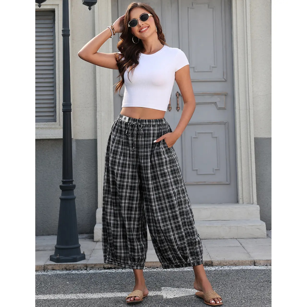Womens Linen Wide Leg Pants