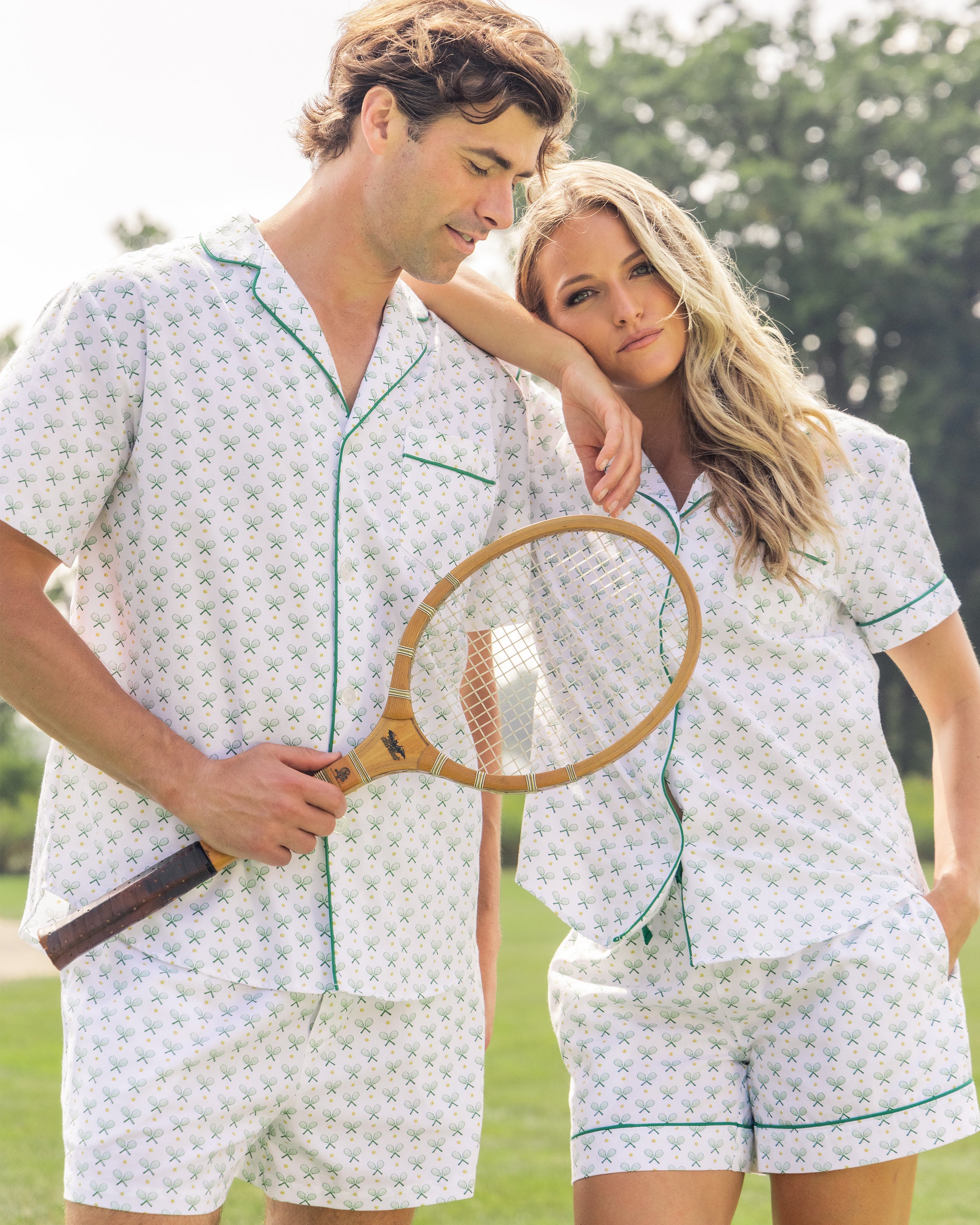 Men's Twill Pajama Short Set in Match Point
