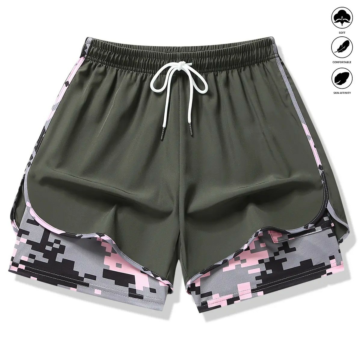 🔥🔥Easter Sale!!🔥Women’s 2-in-1 Athletic Running Shorts – Built-In Liner Active Workout Shorts
