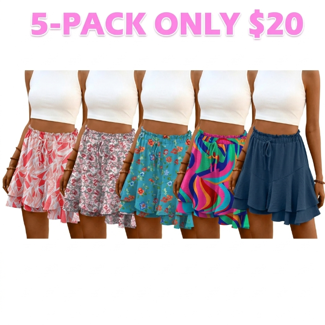 Women's High Waist Butterfly Flowy Skort
