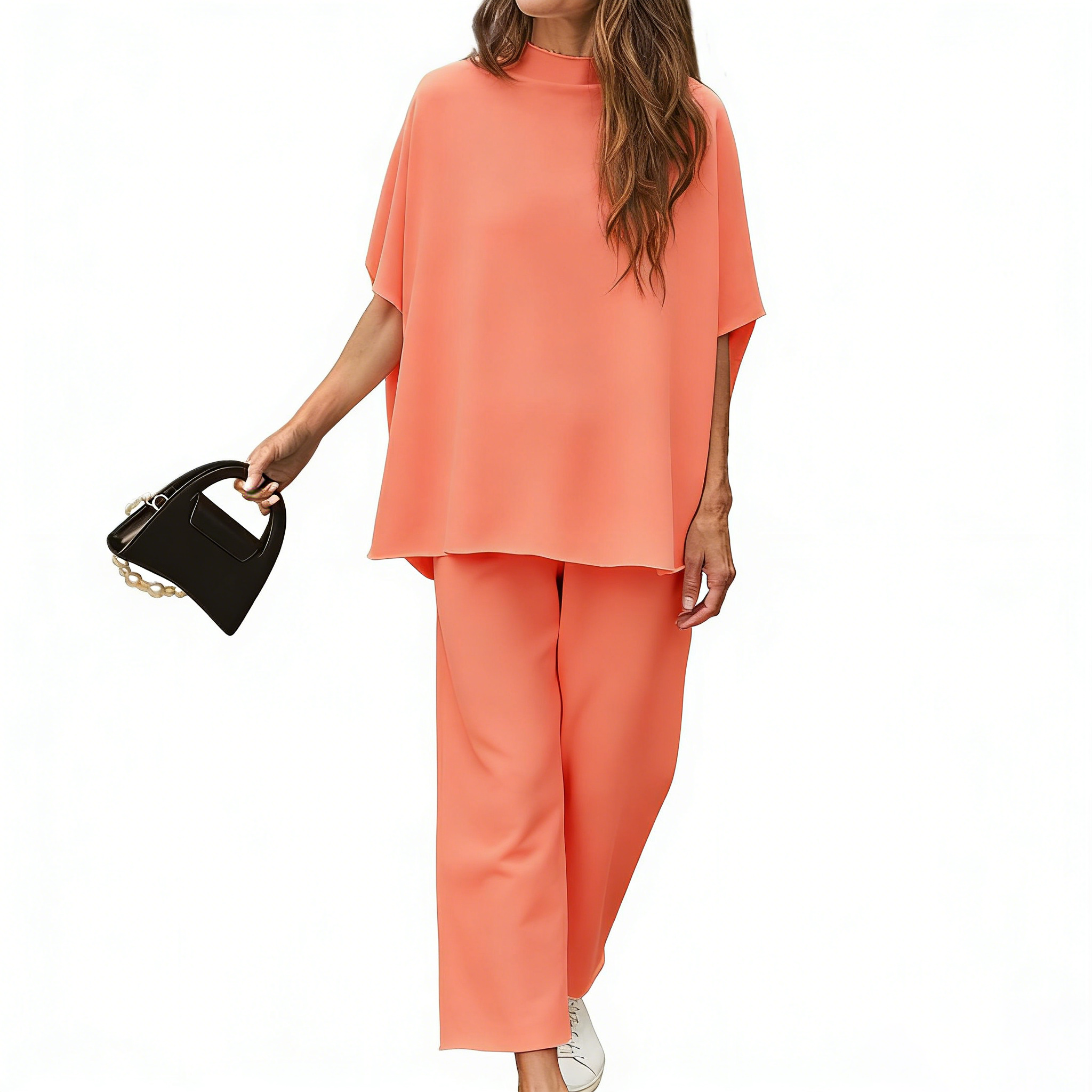 Women's Batwing Sleeve Capelet & Wide Leg Pants Lounge Set