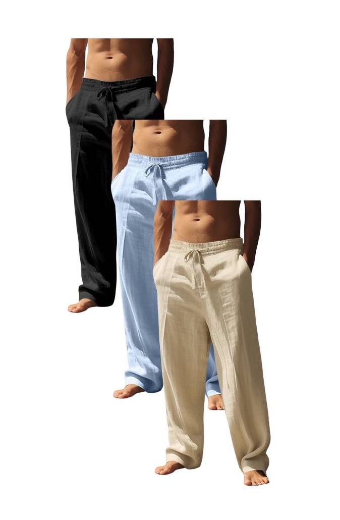 🔥Men's High-Quality Linen Straight Leg Pants - Casual Fit🔥