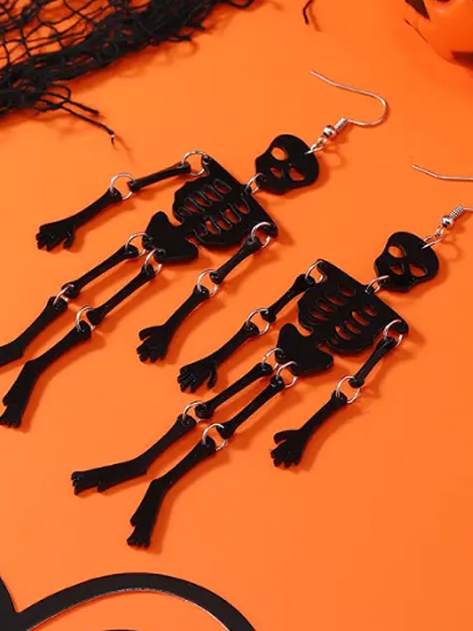 Women's Halloween Exaggerated Ghost Skull Jointed Skull Earrings