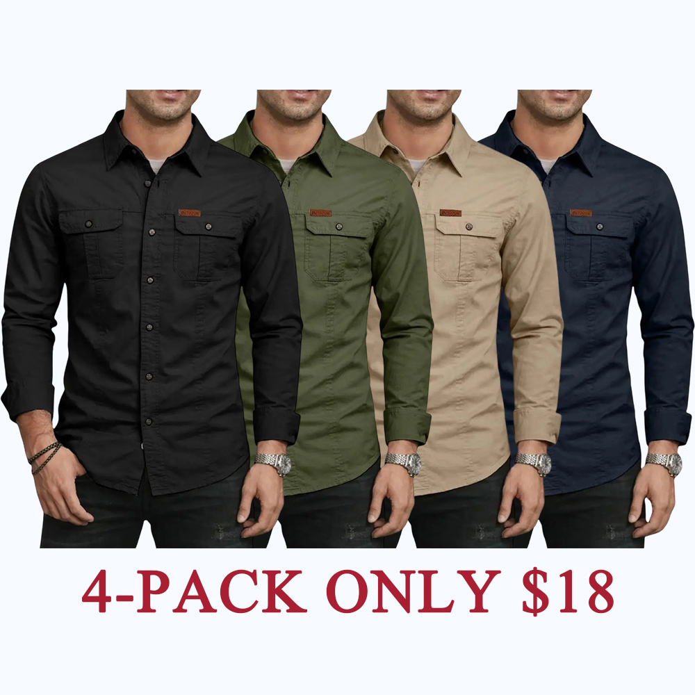 Men's Long Sleeve Workwear Shirt Outdoor Casual Versatile Top