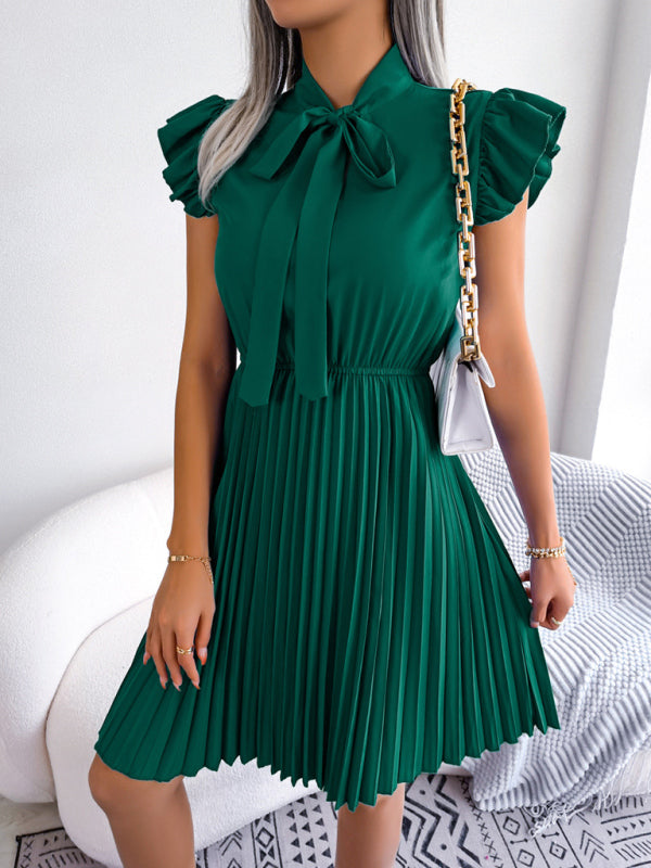 Temperament Lace-Up Waist Pleated Skirt