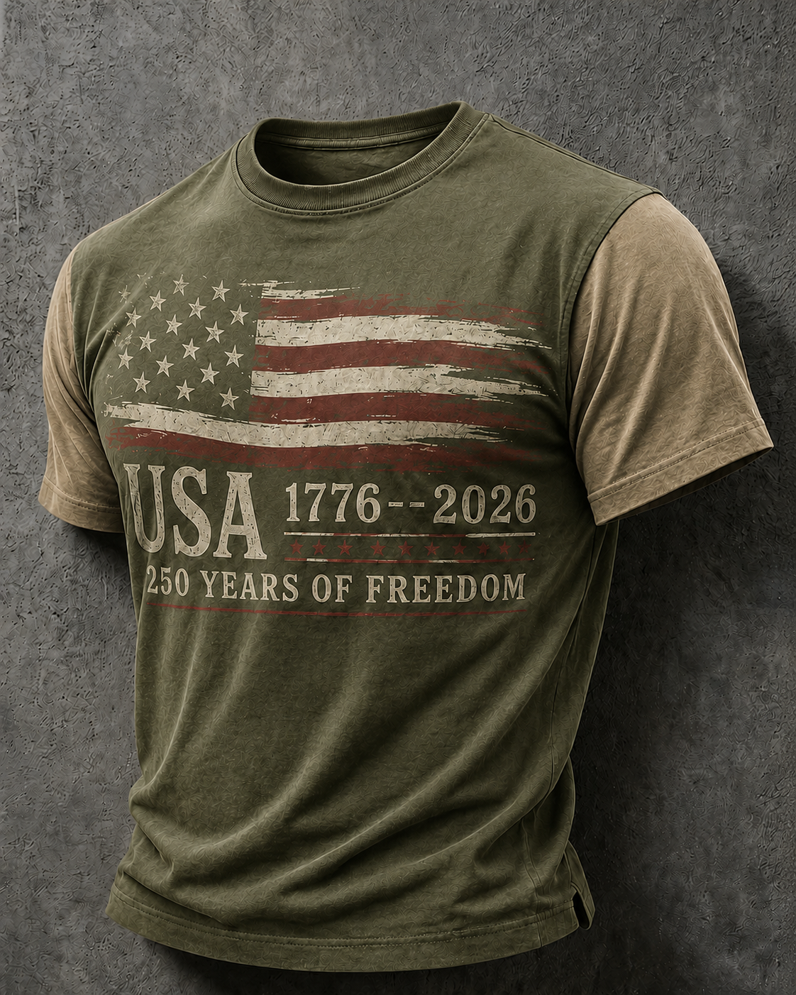 Men'S Casual American 250Th Anniversary Printed Round Neck Short Sleeved T-Shirt