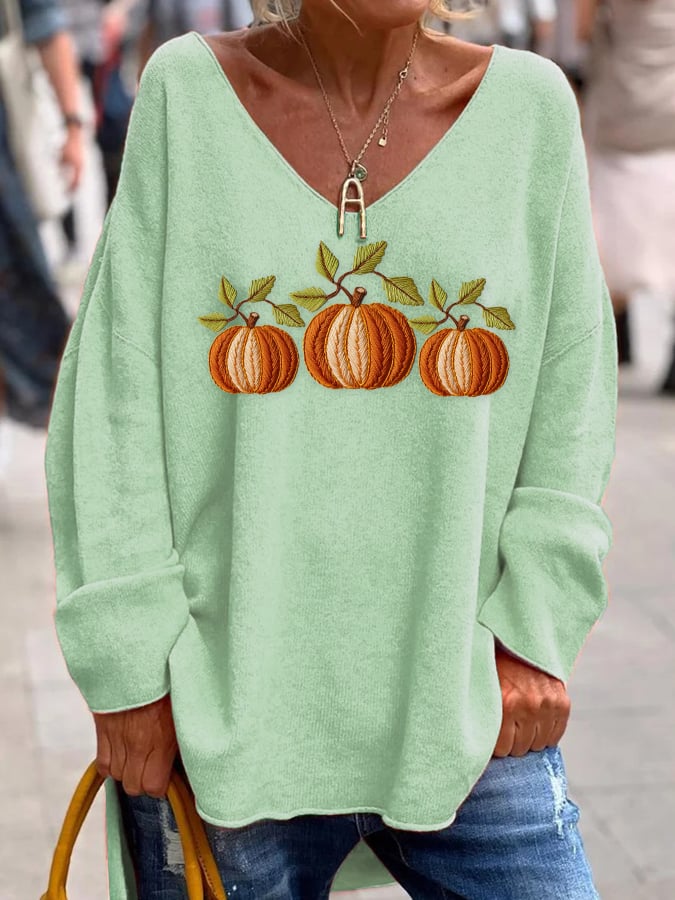 Women's Casual Autumn Pumpkin Print Loose Fit Sweatshirt
