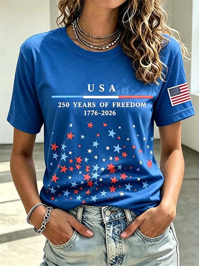 Women'S Casual Independence Day Printed Top