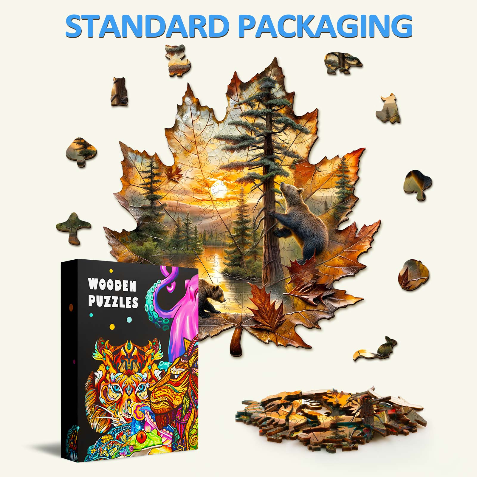 Brown Bear Autumn Wooden Jigsaw Puzzle