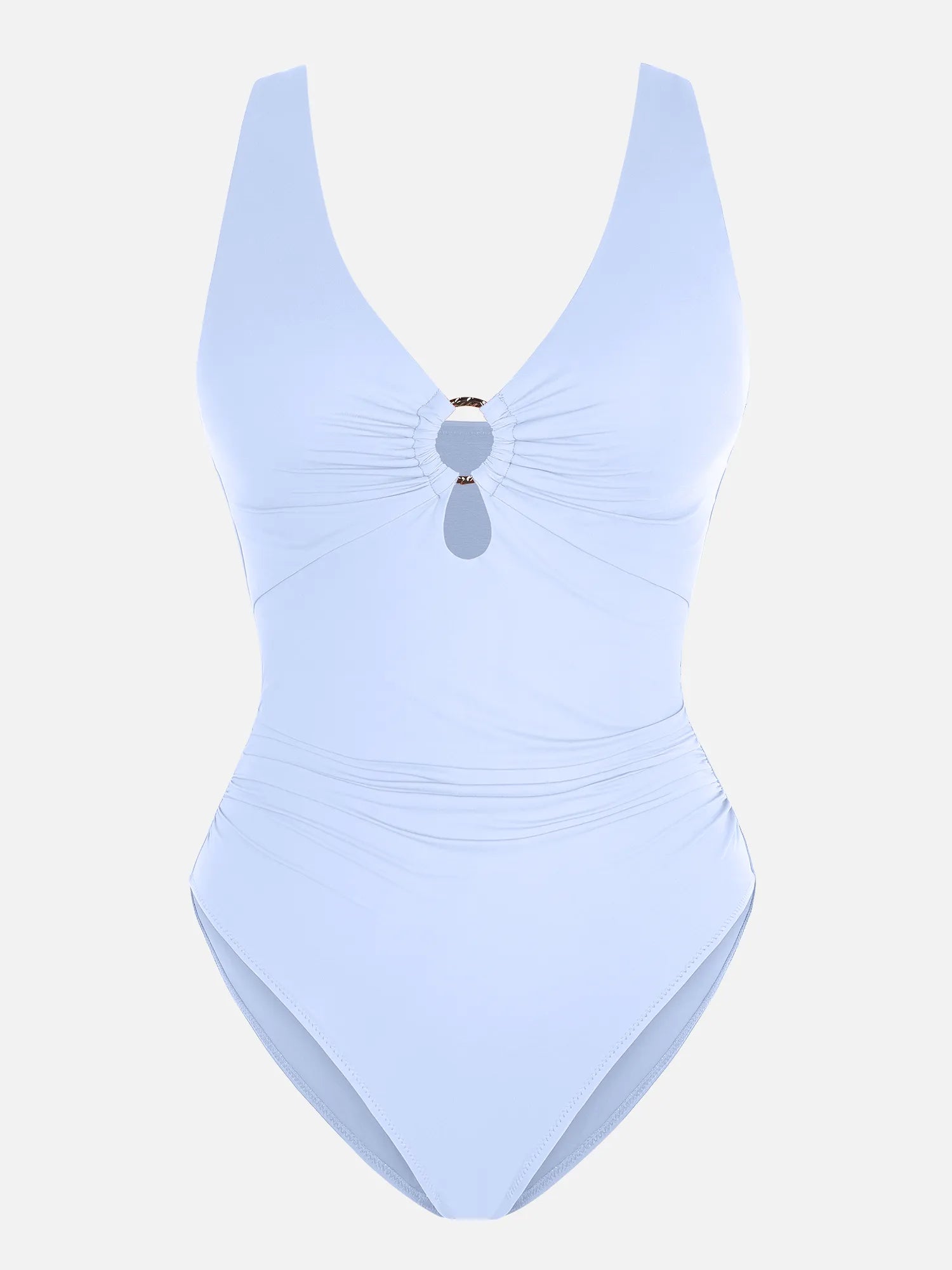 Feelingirl Deep V Metal Ring Ruched Sculpting Swimsuit