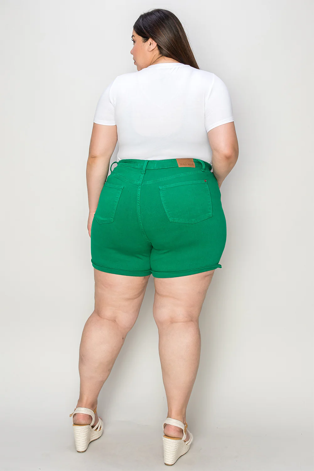 Blue Full Size Tummy Control Garment Dyed Denim Shorts