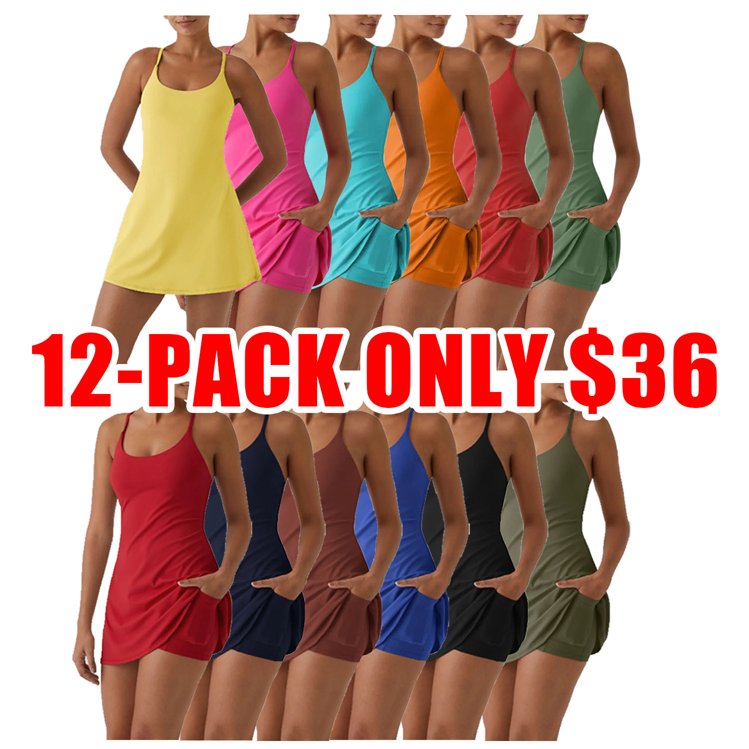 Plush Backless 2-in-1 Flare Active Dress -Plus Size Workout Edition