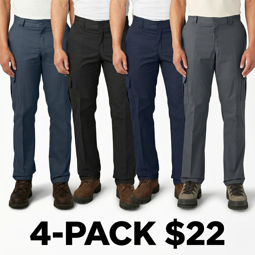Men's FLEX Regular Fit Cargo Pants – Straight Leg, Expandable Pockets, Work & Casual