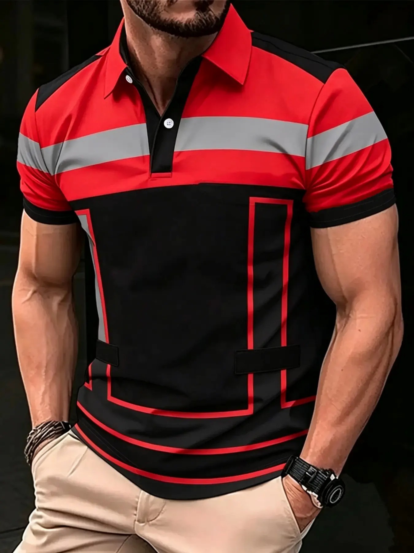 🎉Men's Reflective 3D Print Polo Shirt