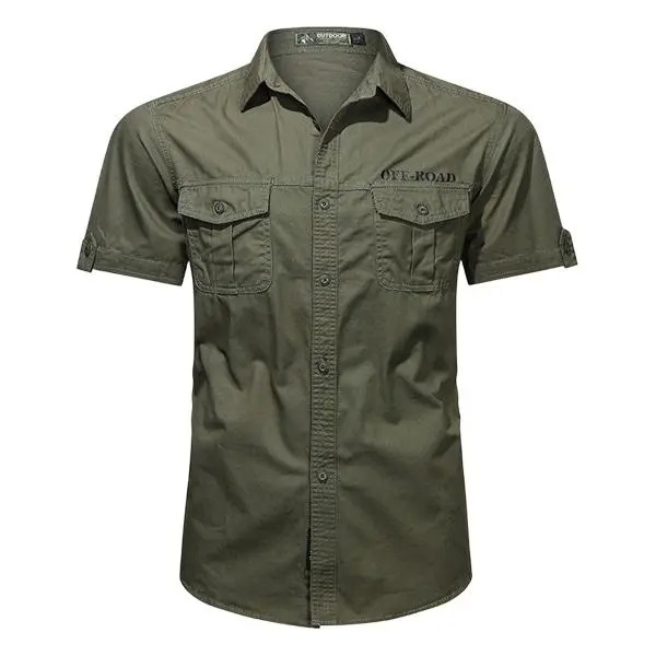 Men’s summer 100% cotton plaid short-sleeve shirt, breathable skin-friendly fabric