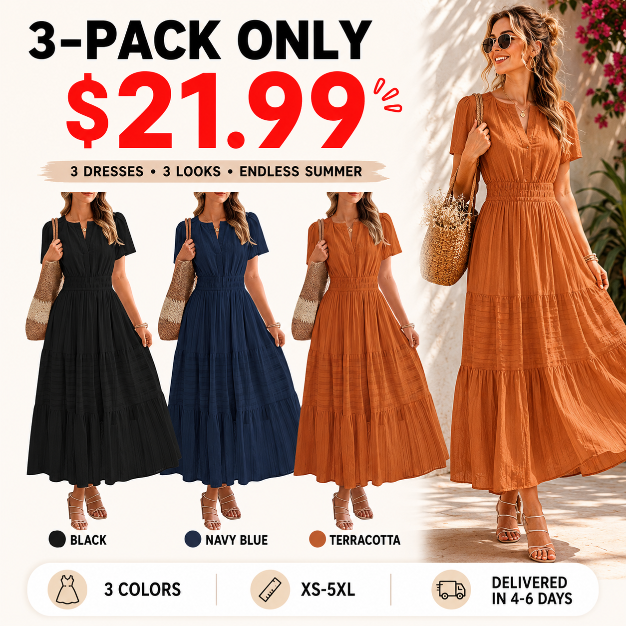 2026 Summer Casual Maxi Dress — Bohemian-Style Dress (With Pockets)