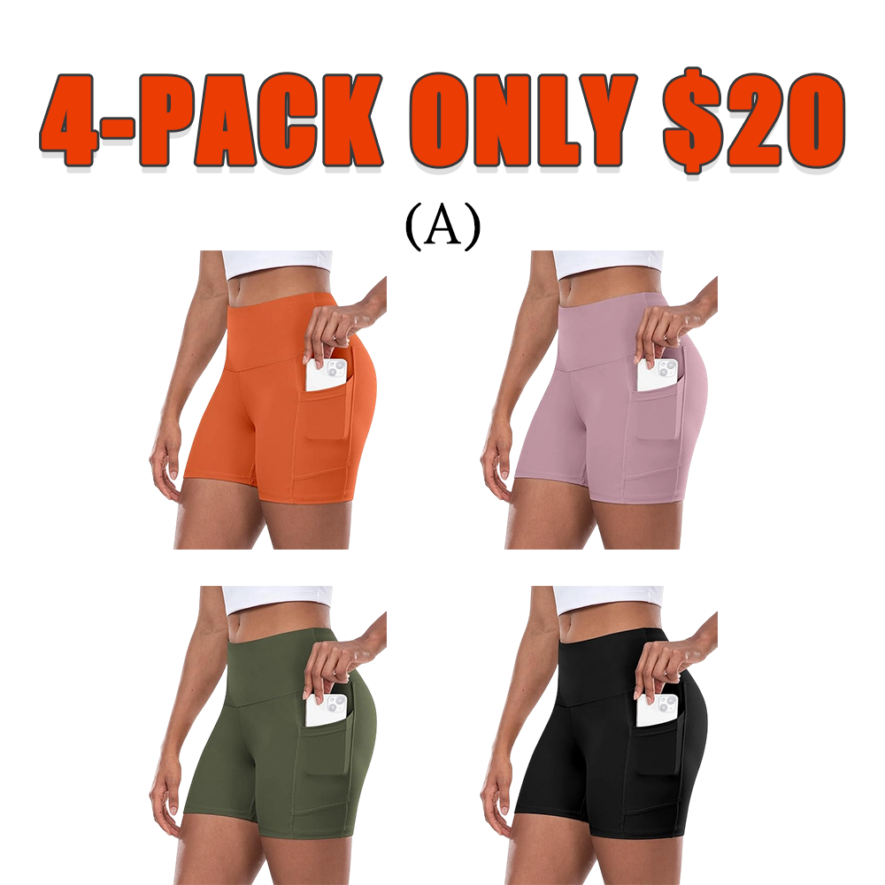 Women's High Waist Yoga Biker Shorts with Pocket