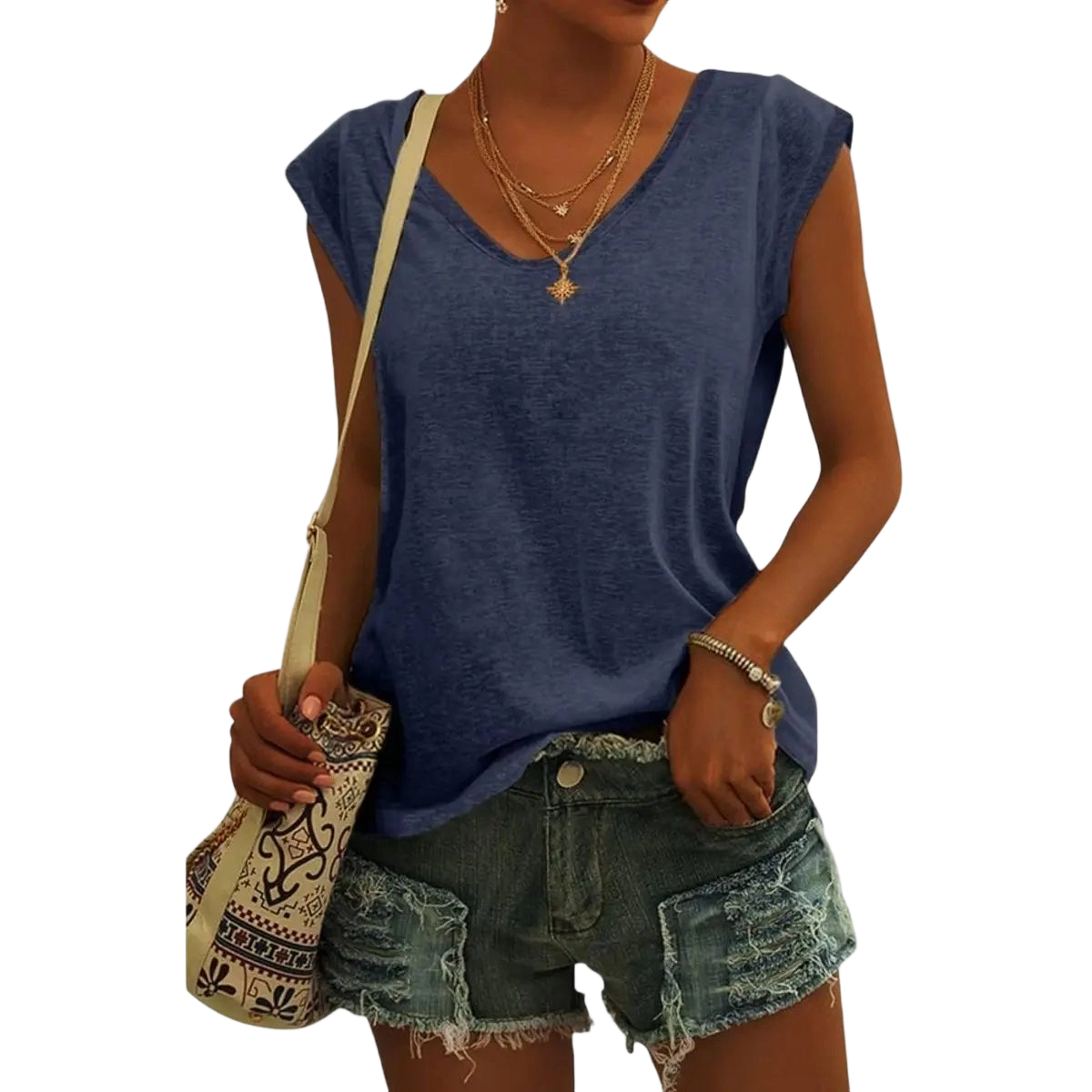 Womens Cap Sleeve Tops V Neck Loose Fit Tshirts Spring Summer Casual Basic Tees