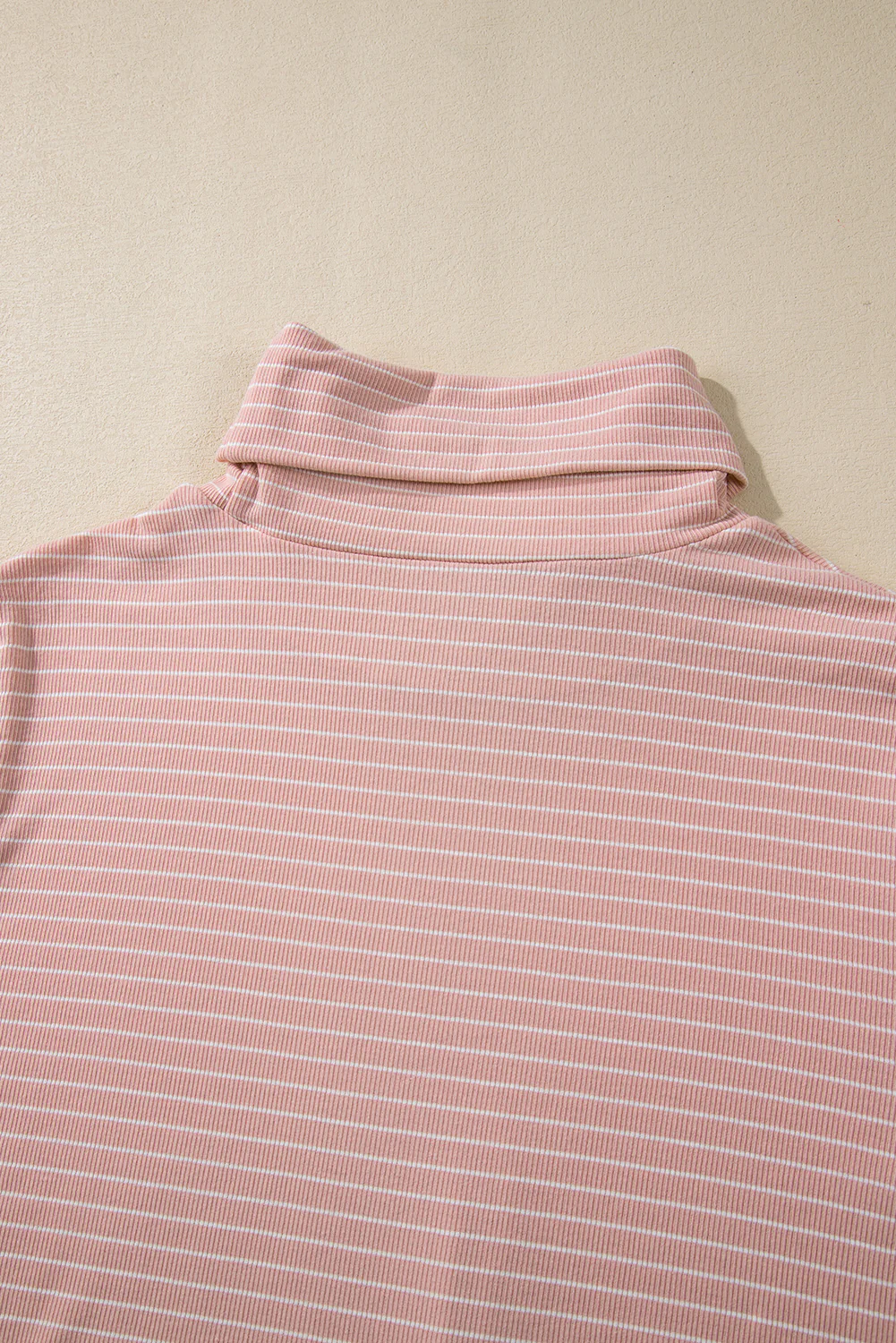 Stripe Cowl Neck Side Slits Loose Fit Long Sleeve Top