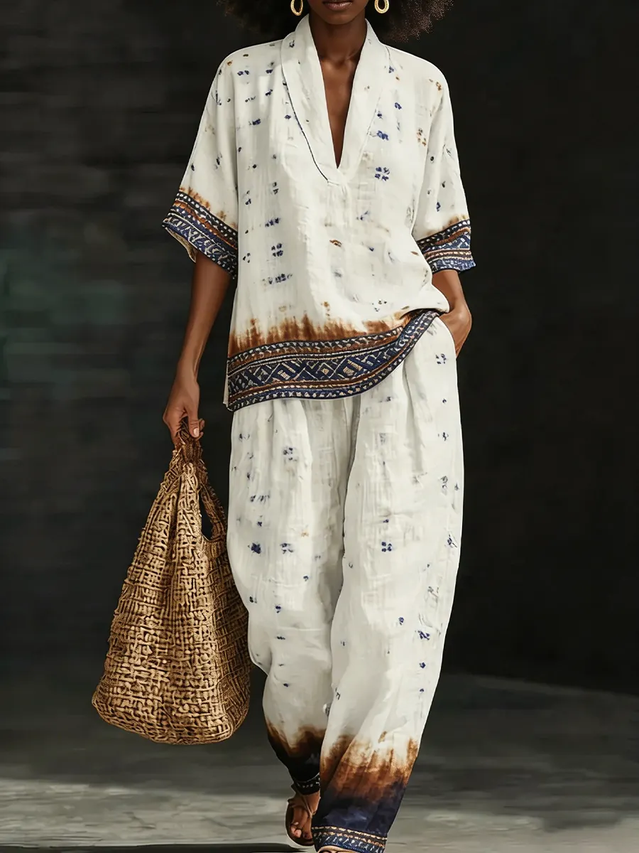 Women’s Tribal Geometric Print Two-Piece Set